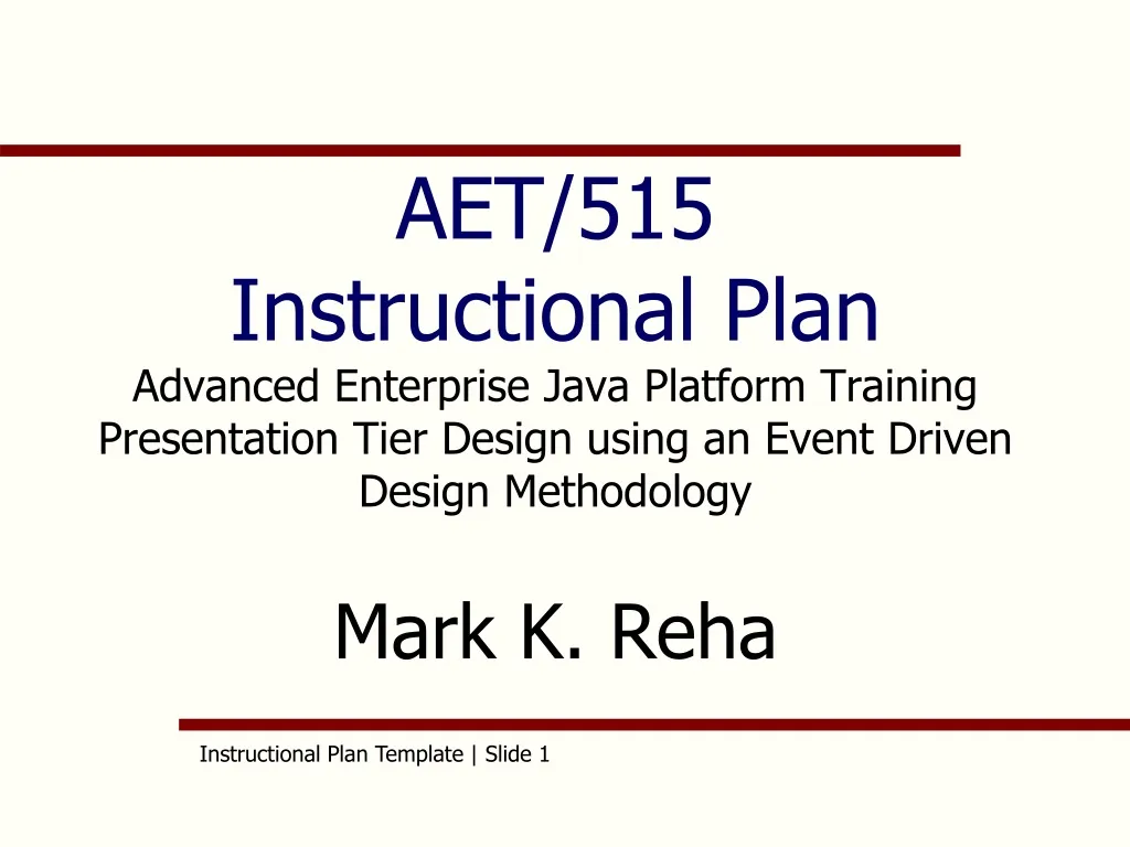 aet 515 instructional plan advanced enterprise