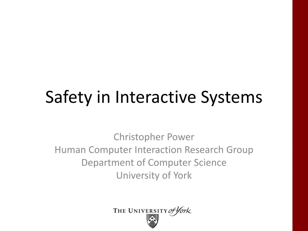 safety in interactive systems