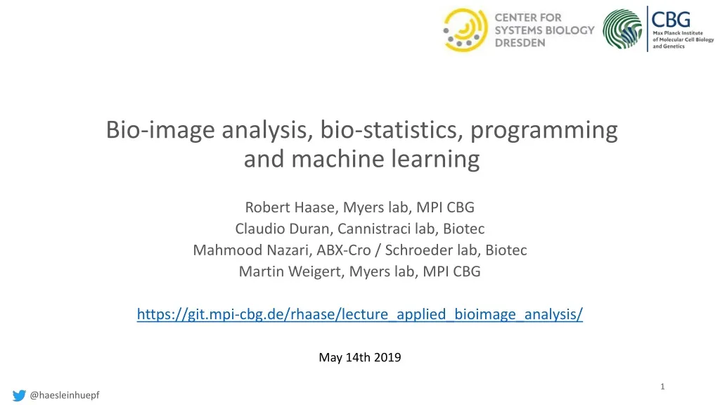bio image analysis bio statistics programming and machine learning