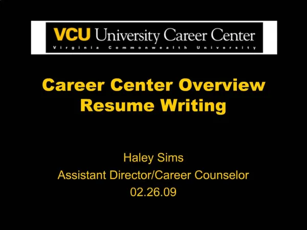 Career Center Overview Resume Writing