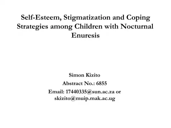 Self-Esteem, Stigmatization and Coping Strategies among Children with Nocturnal Enuresis