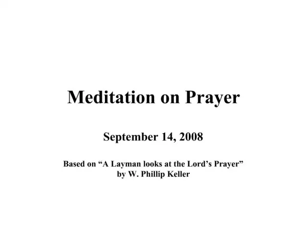 Meditation on Prayer