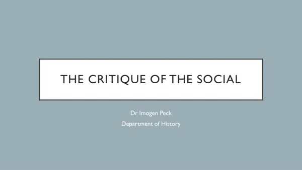 The critique of the social