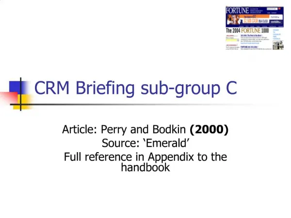 CRM Briefing sub-group C