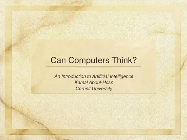 Can Computers Think?