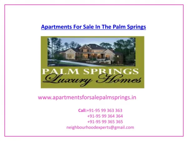 Apartments For Sale In The Palm Springs