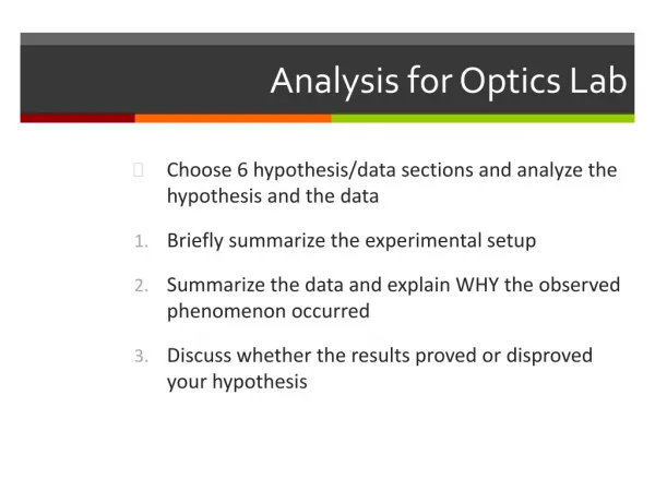 Analysis for Optics Lab