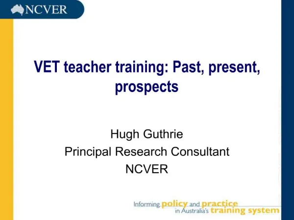 VET teacher training: Past, present, prospects