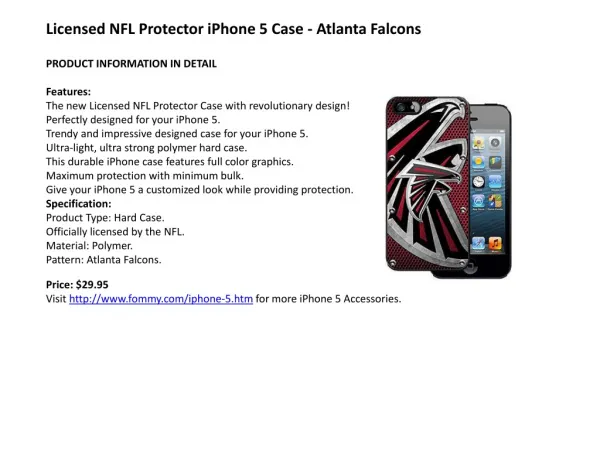 Licensed NFL Protector iPhone 5 Case - Atlanta Falcons