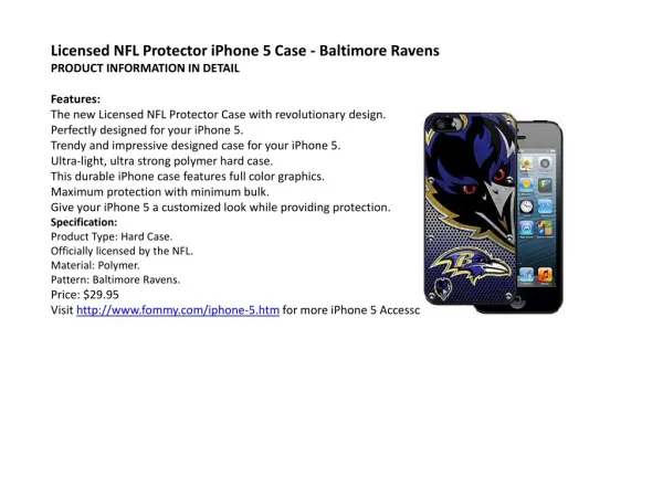 Licensed NFL Protector iPhone 5 Case - Baltimore Ravens