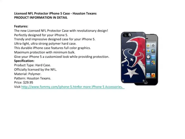 Licensed NFL Protector iPhone 5 Case - Houston Texans