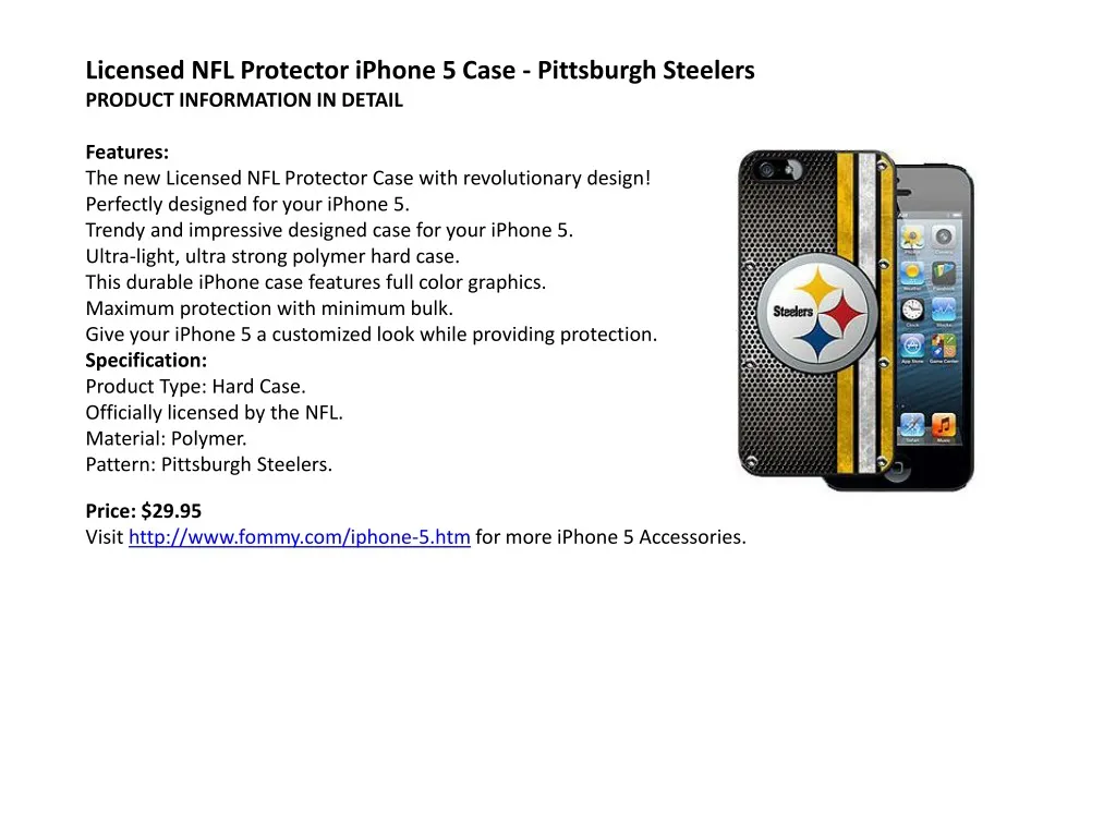 licensed nfl protector iphone 5 case pittsburgh