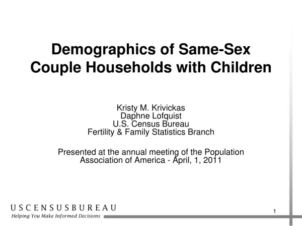 Demographics of Same-Sex Couple Households with Children