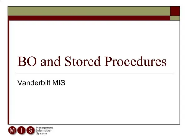 BO and Stored Procedures