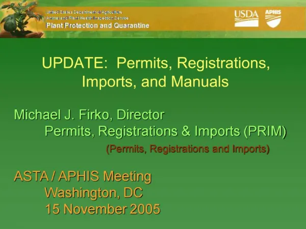 UPDATE: Permits, Registrations, Imports, and Manuals