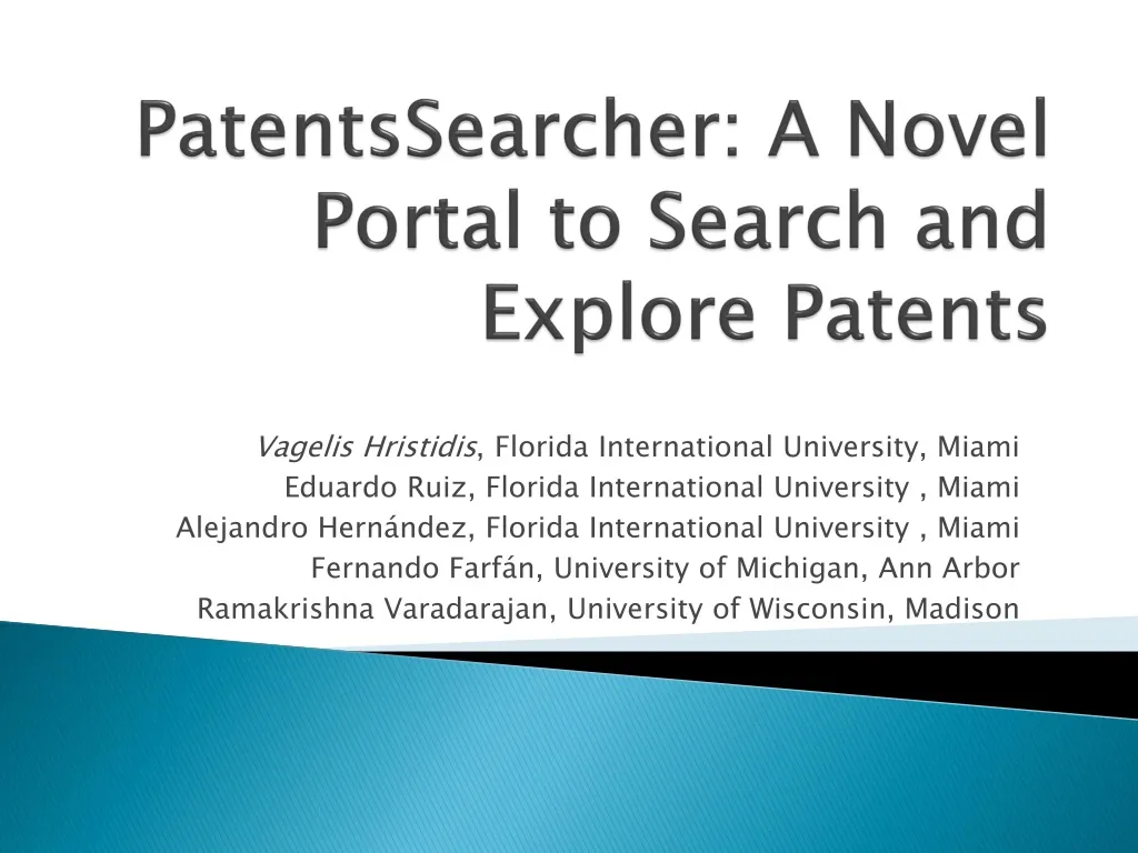 patentssearcher a novel portal to search and explore patents