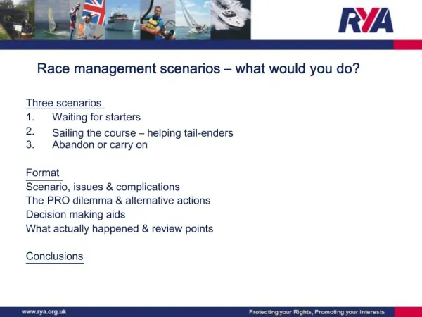 Race management scenarios what would you do