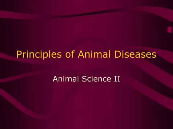 Principles of Animal Diseases