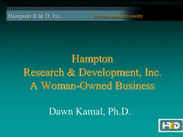 Hampton Research Development, Inc. A Woman-Owned Business