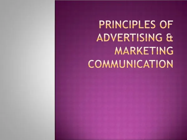 Principles of advertising Marketing communication