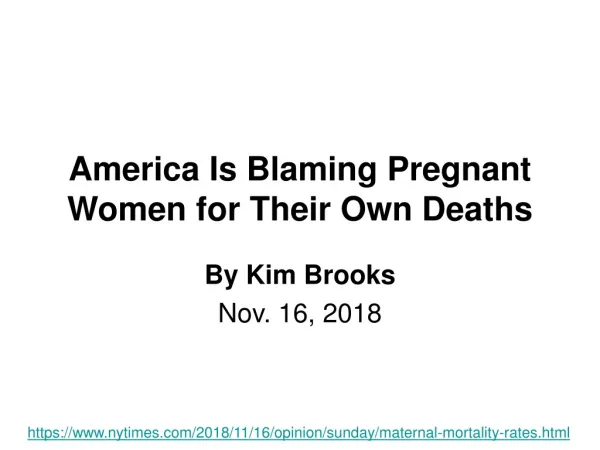 America Is Blaming Pregnant Women for Their Own Deaths