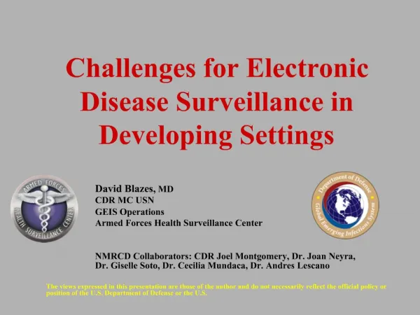 Challenges for Electronic Disease Surveillance in Developing Settings