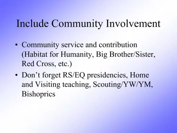 Include Community Involvement
