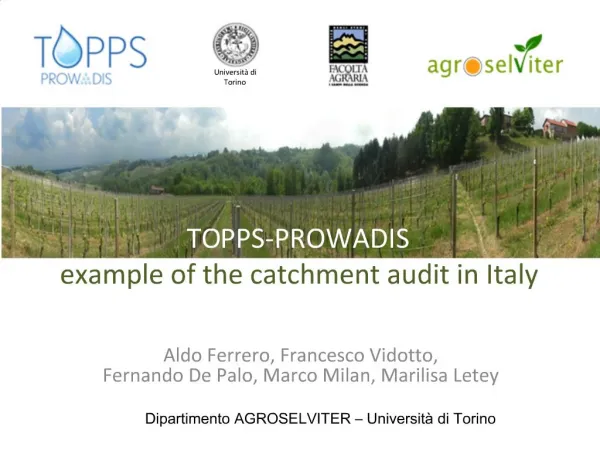 TOPPS-PROWADIS example of the catchment audit in Italy