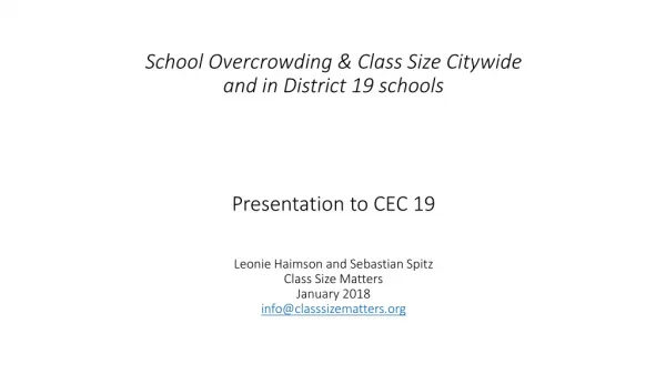 Citywide average HS class sizes stayed the same per class; and remain far above C4E goals