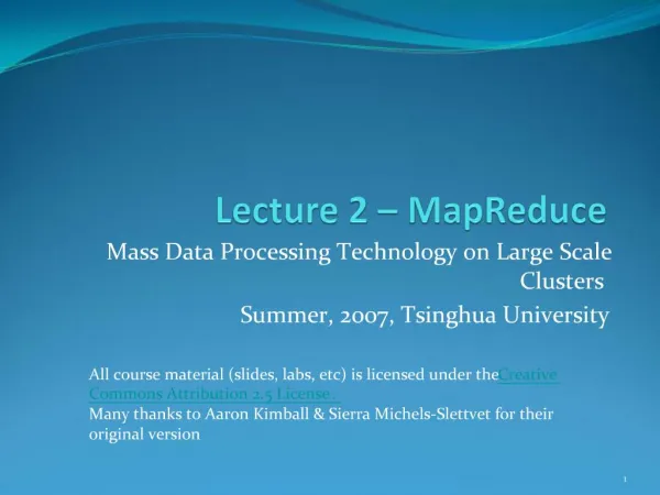 Lecture 2 MapReduce