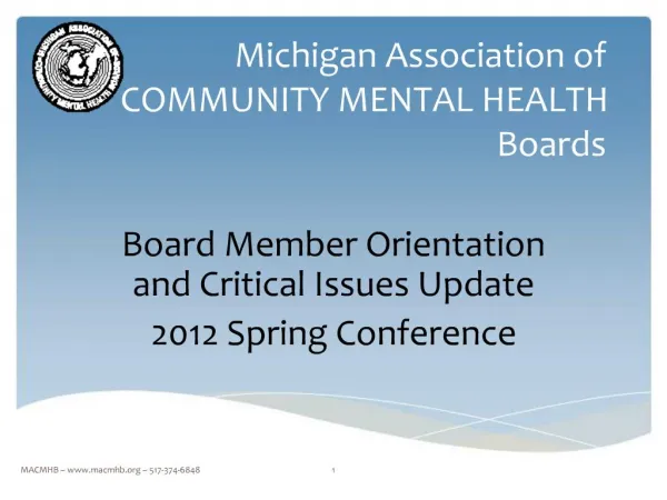Michigan Association of COMMUNITY MENTAL HEALTH Boards