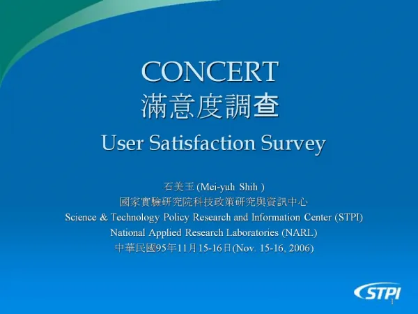CONCERT User Satisfaction Survey