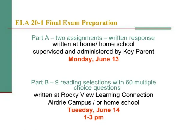 ELA 20-1 Final Exam Preparation