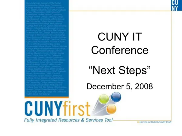 CUNY IT Conference Next Steps December 5, 2008