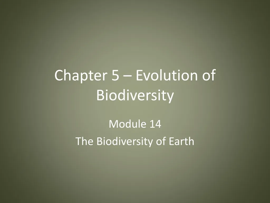 chapter 5 evolution of biodiversity