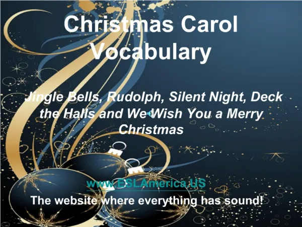 Christmas Carol Vocabulary Jingle Bells, Rudolph, Silent Night, Deck the Halls and We Wish You a Merry Christmas