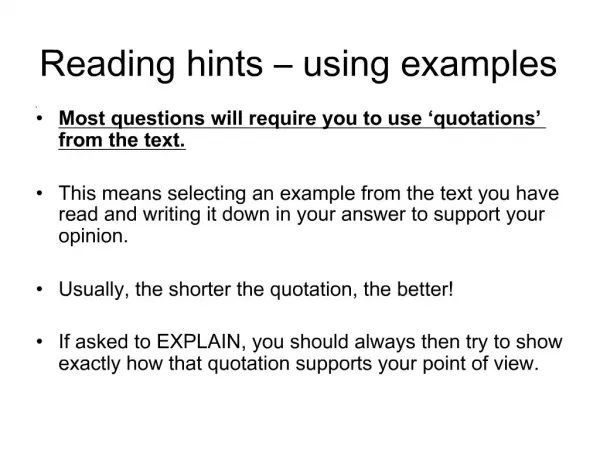 Reading hints using examples