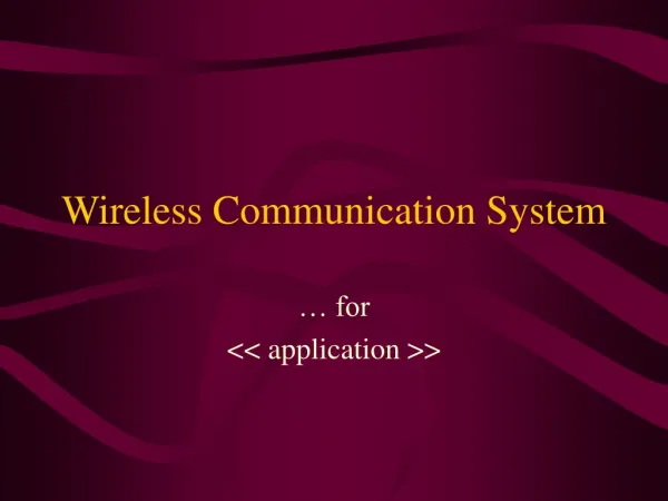 Wireless Communication System