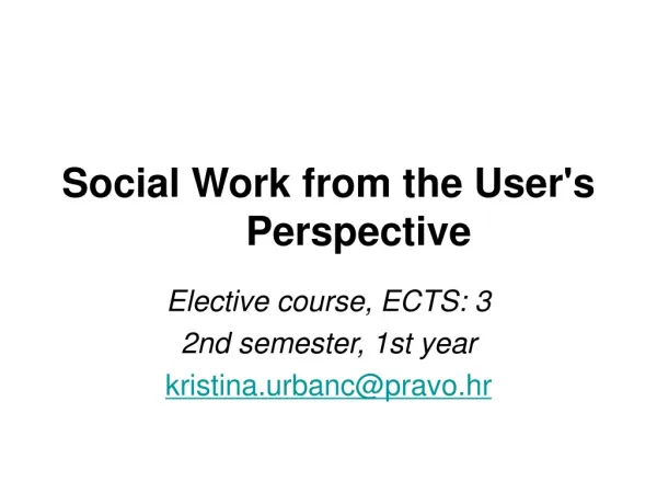 Social Work from the User's Perspective