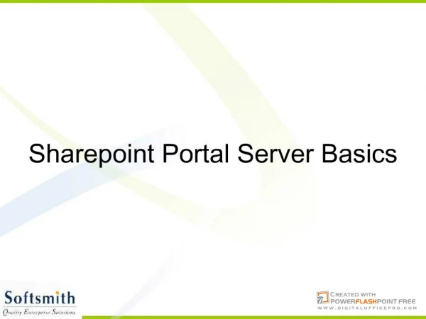 Sharepoint Portal Server Basics