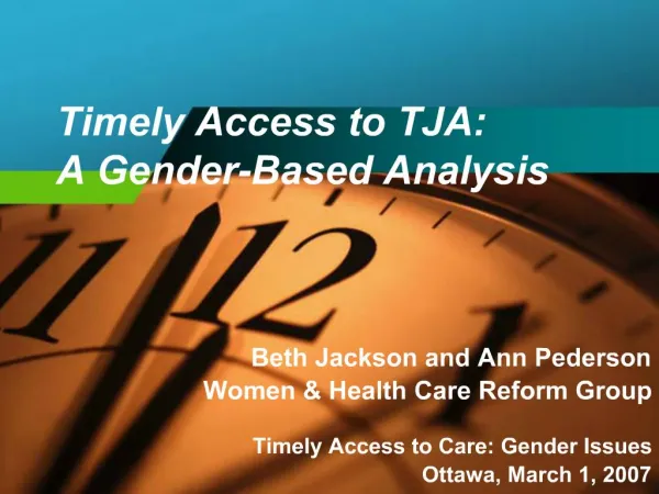 Timely Access to TJA: A Gender-Based Analysis
