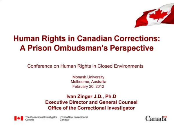 Human Rights in Canadian Corrections: A Prison Ombudsman s Perspective
