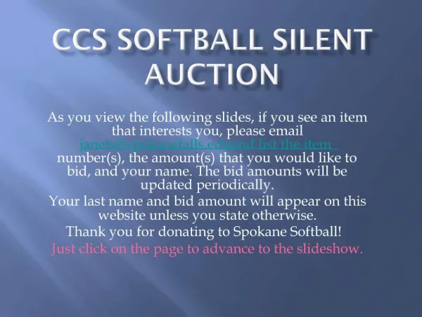 CCS Softball Silent Auction