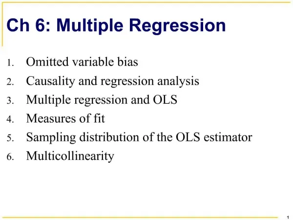 Ch 6: Multiple Regression