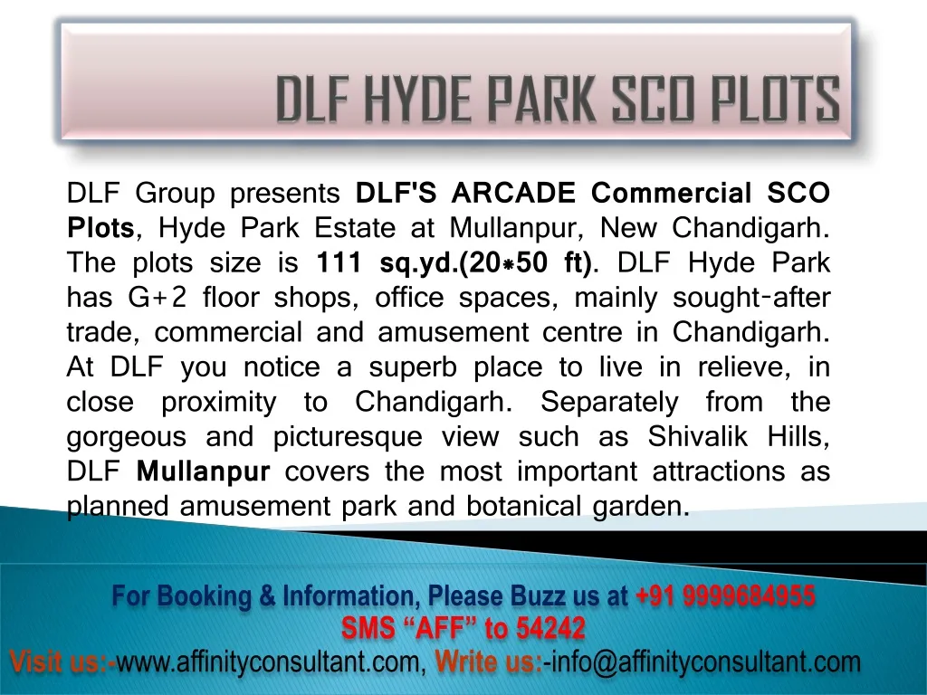 dlf hyde park sco plots