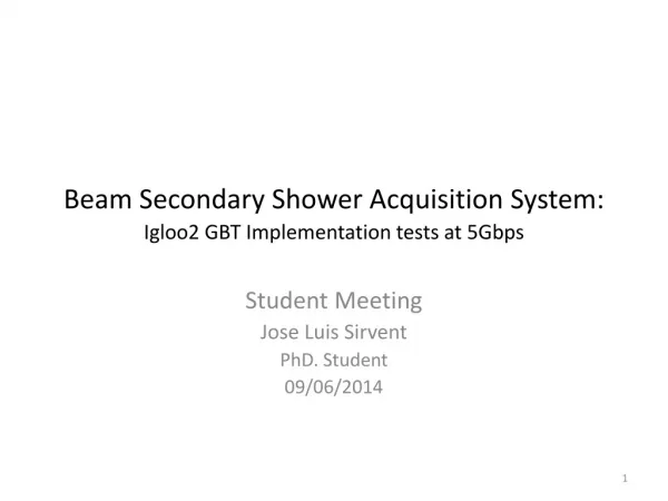 Beam Secondary Shower Acquisition System: Igloo2 GBT Implementation tests at 5Gbps