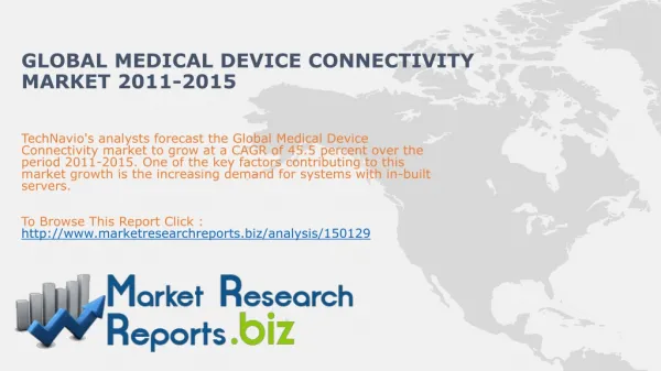 Global Medical Device Connectivity Market 2011-2015:MarketR