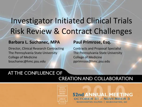 Investigator Initiated Clinical Trials Risk Review Contract Challenges