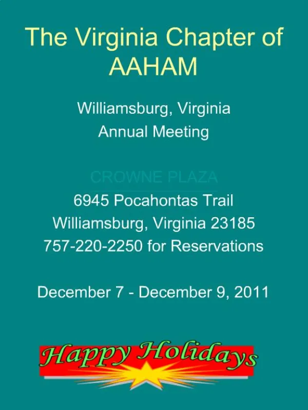 The Virginia Chapter of AAHAM