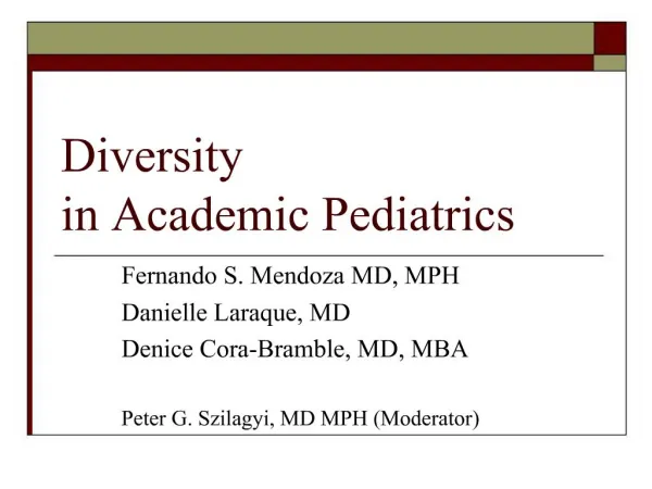 Diversity in Academic Pediatrics